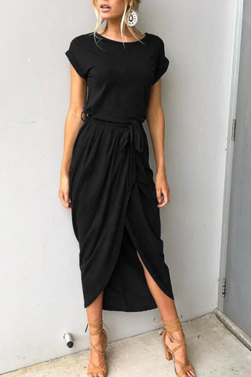 lässiges Rundhals unregelmäßiges Kleid - Image 11