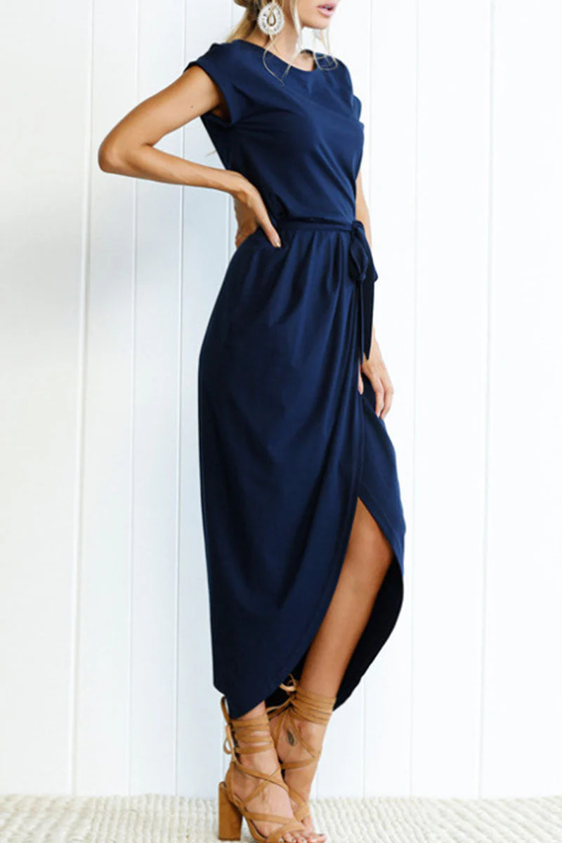 lässiges Rundhals unregelmäßiges Kleid - Image 3