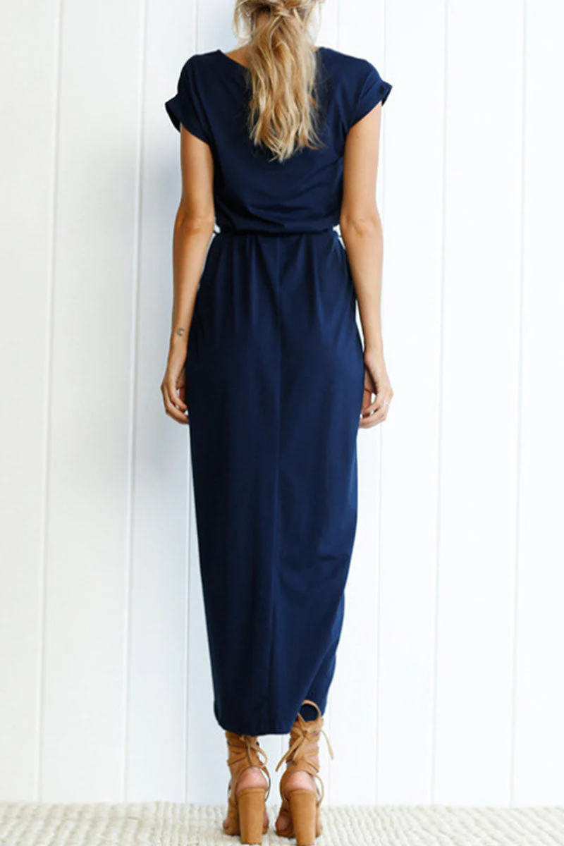 lässiges Rundhals unregelmäßiges Kleid - Image 4