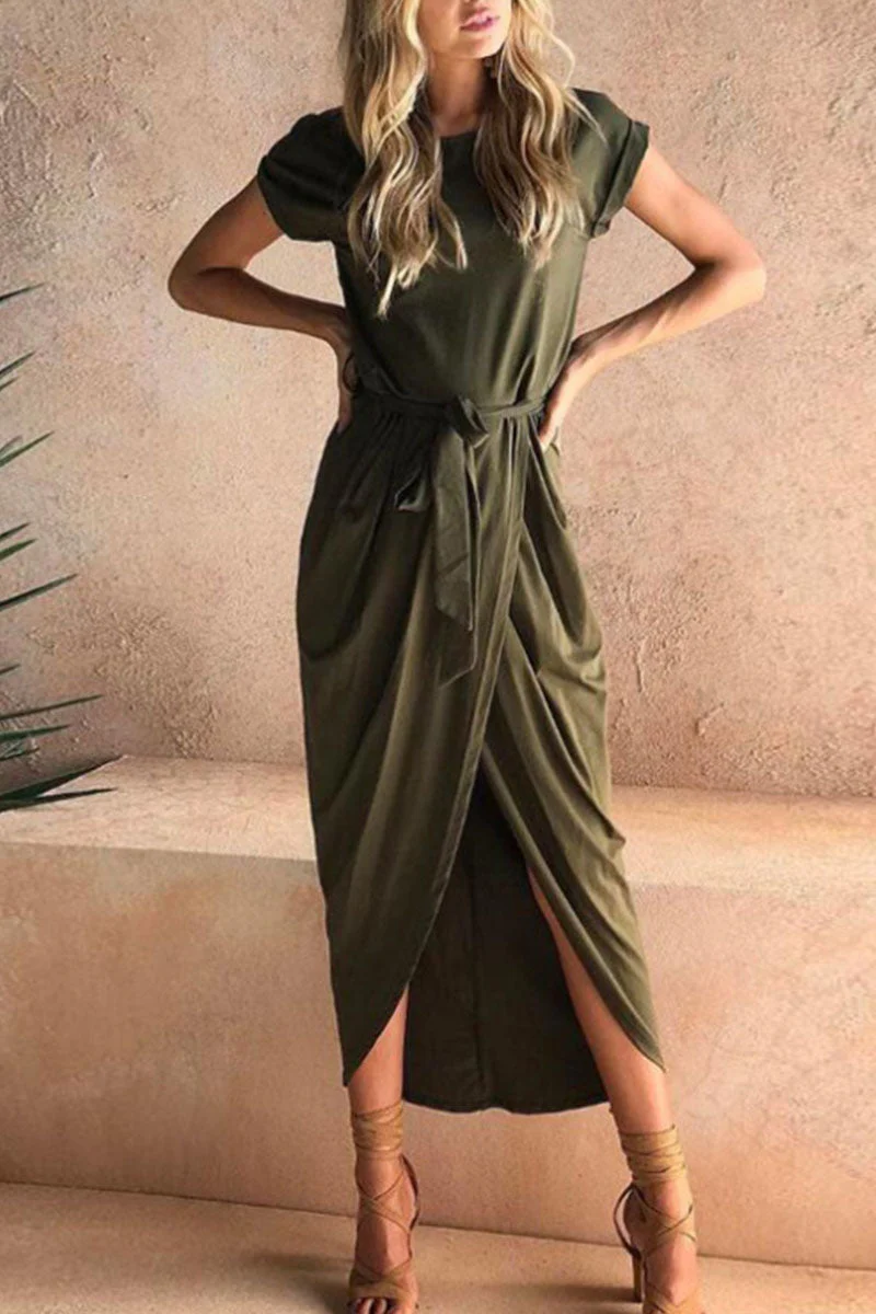lässiges Rundhals unregelmäßiges Kleid - Image 5