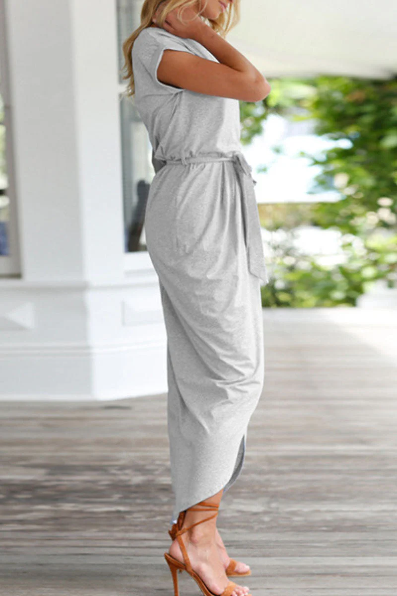 lässiges Rundhals unregelmäßiges Kleid - Image 8