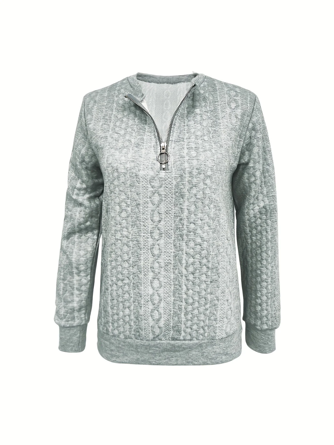 Heidi-Mode | Damen Strukturiertes Lässiges Halbzip Sweatshirt (Herbst) - Image 4