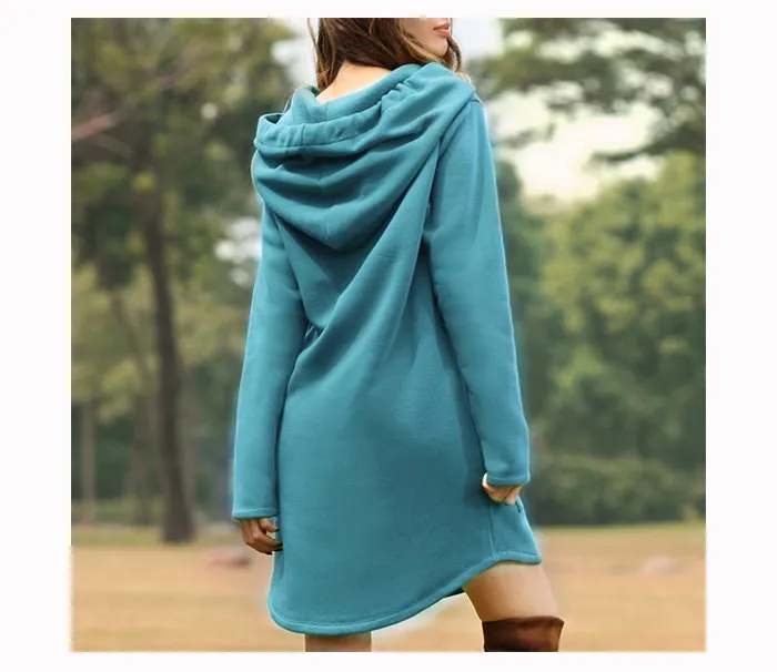Heidi-Mode | Gemütliches Langes Sweatshirt-Kleid mit Kapuze - Image 2