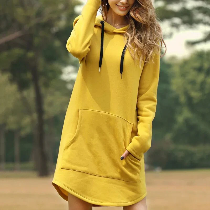 Heidi-Mode | Gemütliches Langes Sweatshirt-Kleid mit Kapuze - Image 4