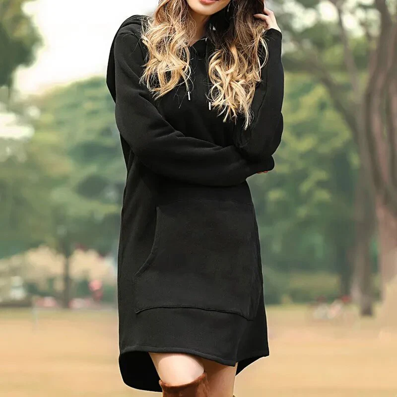 Heidi-Mode | Gemütliches Langes Sweatshirt-Kleid mit Kapuze - Image 6