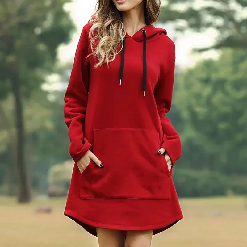 Heidi-Mode | Gemütliches Langes Sweatshirt-Kleid mit Kapuze - Image 7