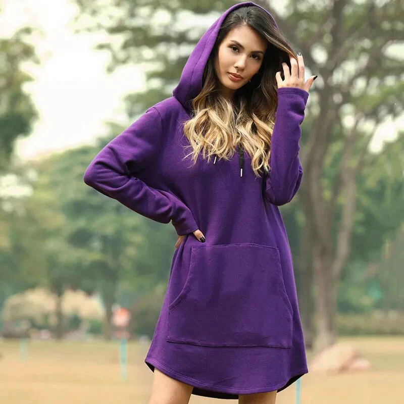 Heidi-Mode | Gemütliches Langes Sweatshirt-Kleid mit Kapuze - Image 8