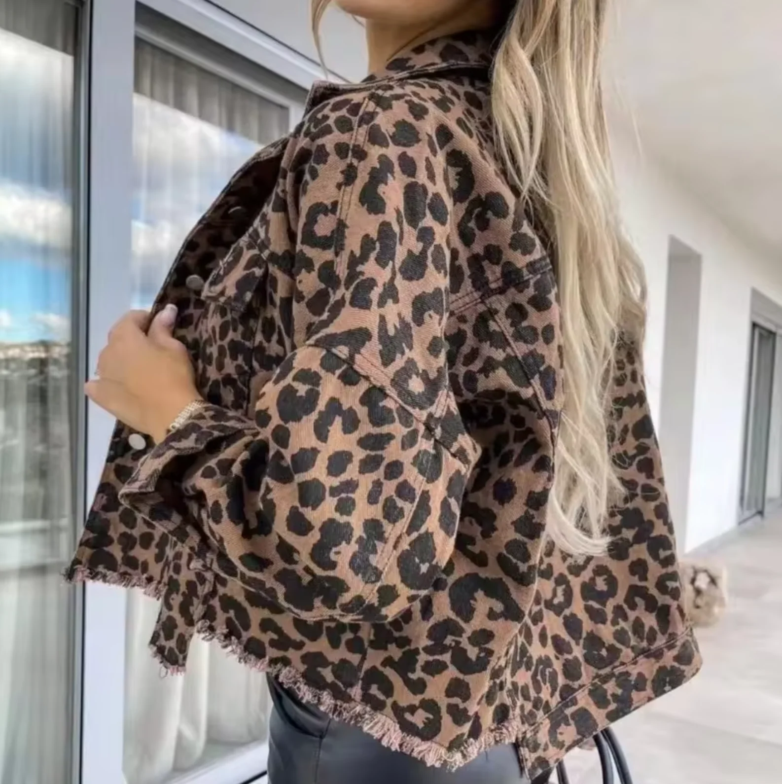 Heidi-Mode | Leopardenmuster Denim Mantel