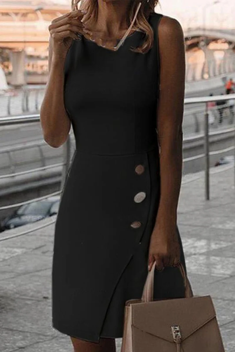 lässiges Damenkleid mit Rundhalsausschnitt und Bleistiftrock - Image 2