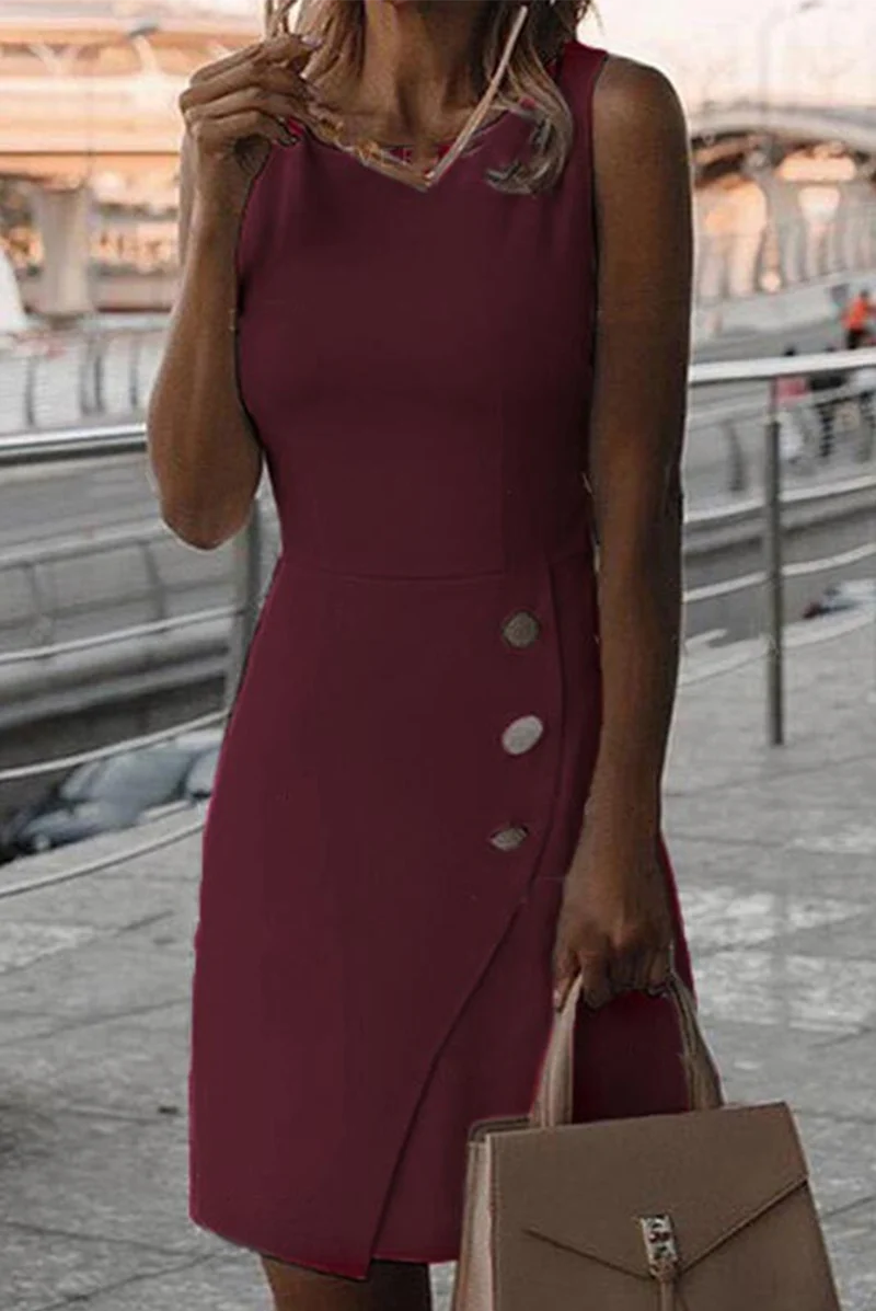 lässiges Damenkleid mit Rundhalsausschnitt und Bleistiftrock - Image 5