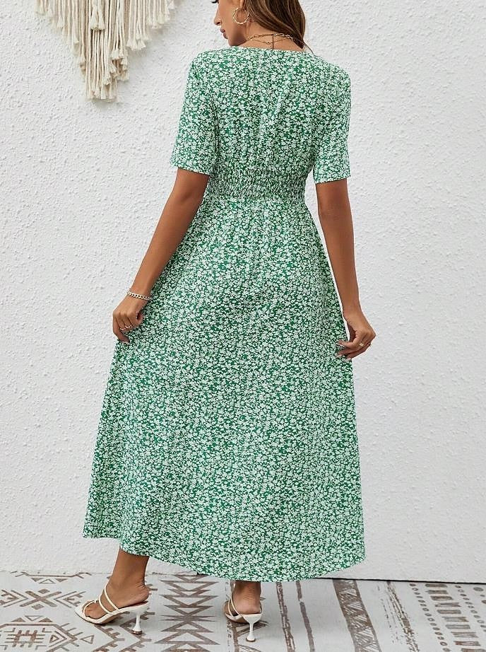 Luftiges Maxikleid mit kurzen Ärmeln und V-Ausschnitt - Image 3