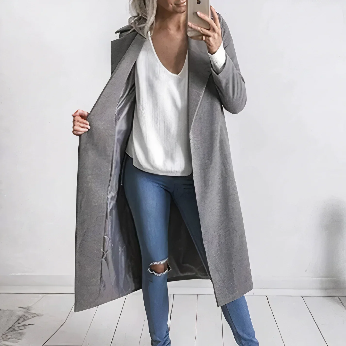 Heidi-Mode | Mantel Damen Lange Trenchcoat - Image 4