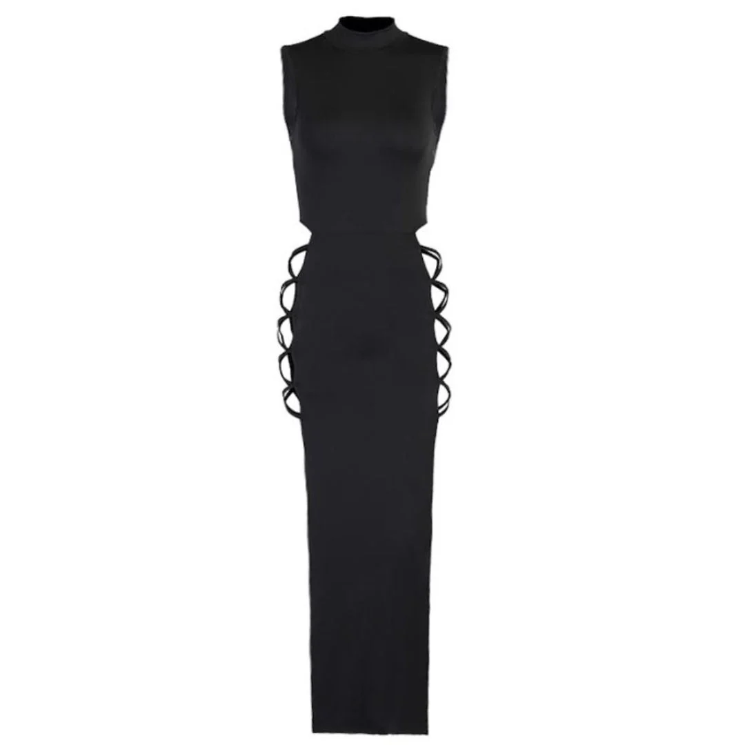 Maxikleid mit Nackenträgern und Schnürdetails an der Seite - Image 3