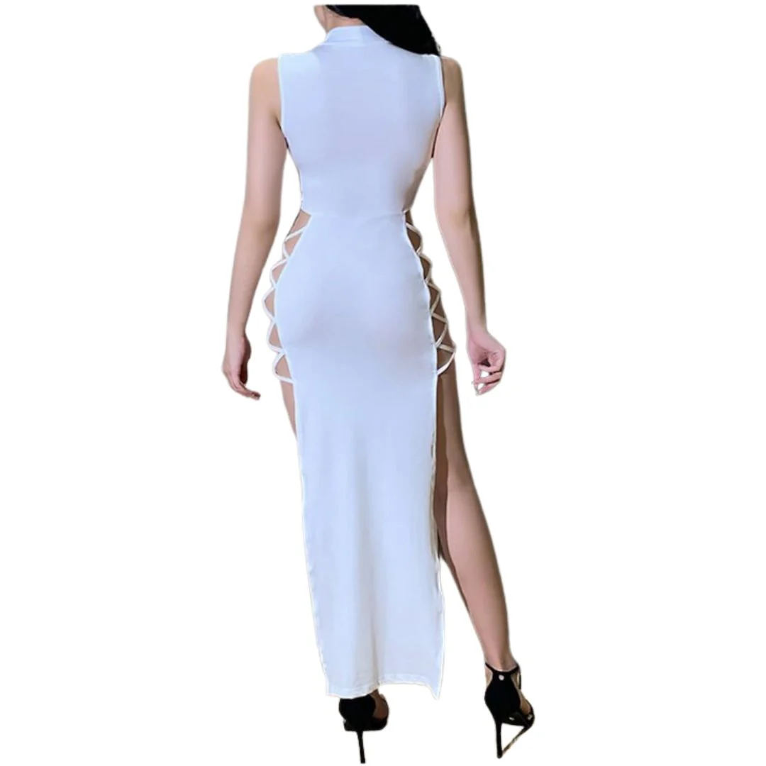 Maxikleid mit Nackenträgern und Schnürdetails an der Seite - Image 5
