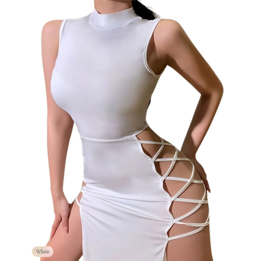 Maxikleid mit Nackenträgern und Schnürdetails an der Seite - Image 9
