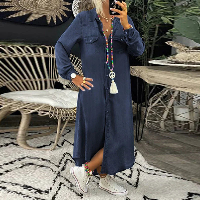 Einfarbiges Jeanskleid für Damen - Image 4