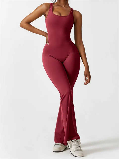 ärmelloser Jumpsuit mit ausgeschnittenem Rücken und weit ausgestellten Beinen - Image 8