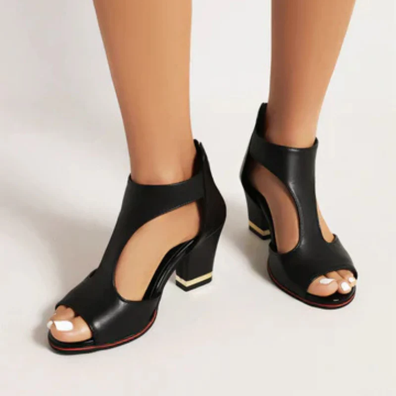 Heidi-Mode | Sandalen Damen Bequem mit Absatz Schwarz - Image 3