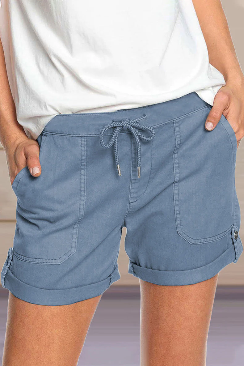 Shorts mit verstellbarem Taillenkordelzug und umgeschlagenem Saum - Image 17