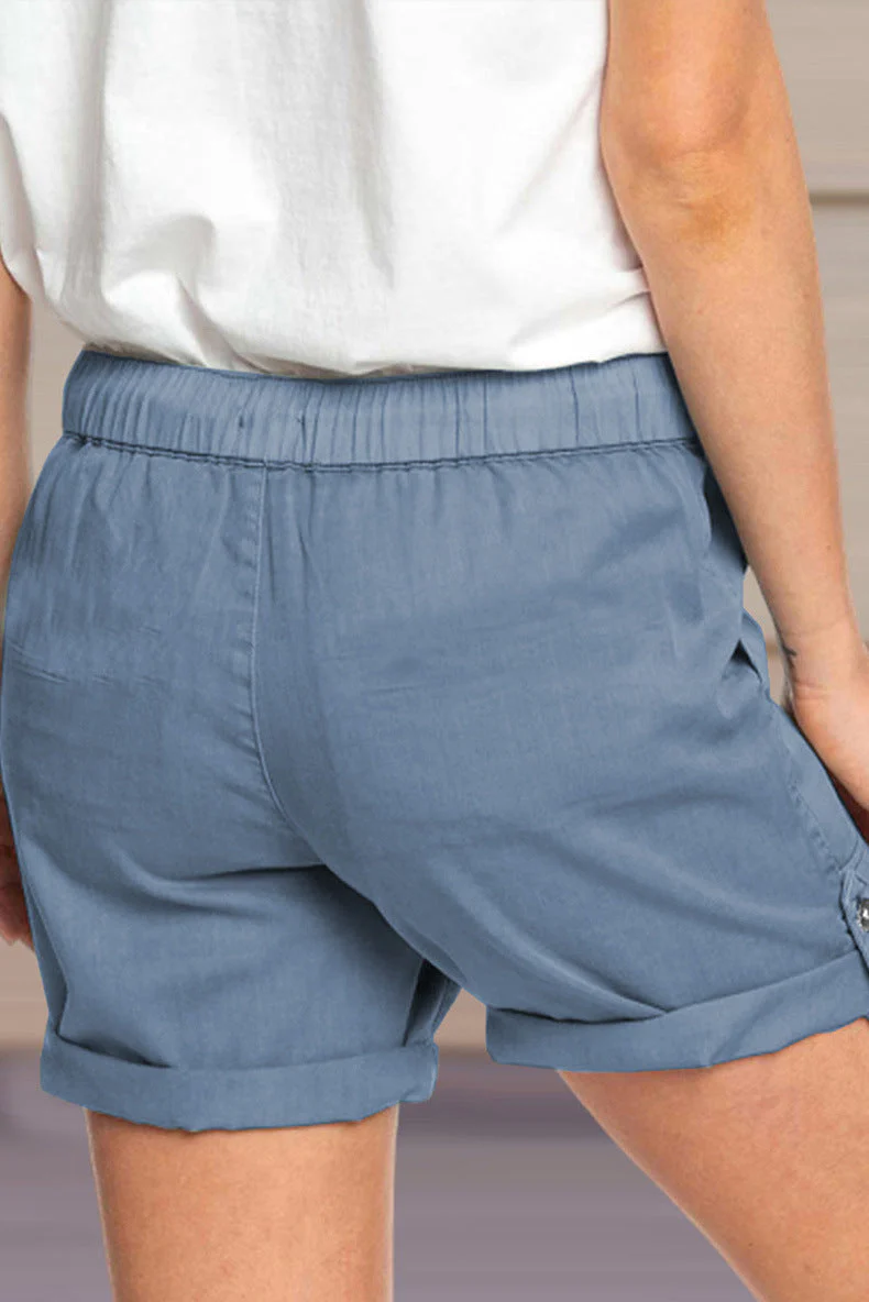 Shorts mit verstellbarem Taillenkordelzug und umgeschlagenem Saum - Image 2