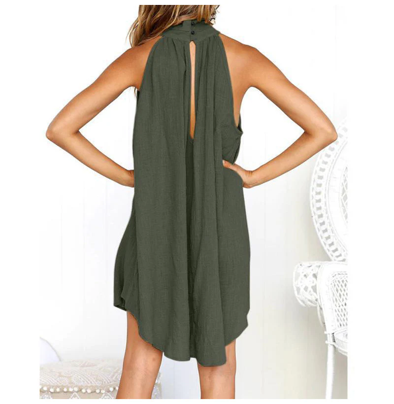 Sommerliches ärmelloses Kleid mit Kragen und leichten Falten - Image 2