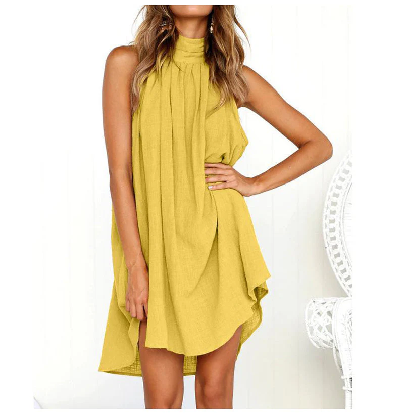 Sommerliches ärmelloses Kleid mit Kragen und leichten Falten - Image 4