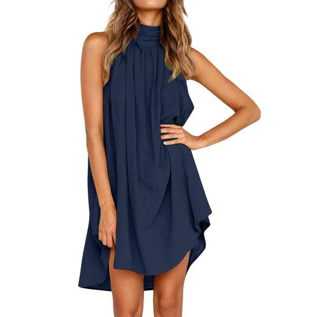 Sommerliches ärmelloses Kleid mit Kragen und leichten Falten - Image 6