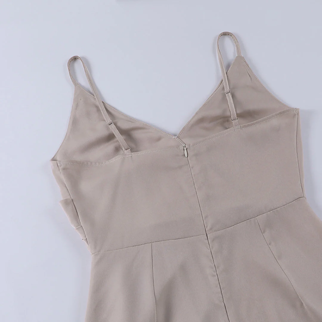 Spaghetti-Träger V-Ausschnitt Midi Kleid - Image 3