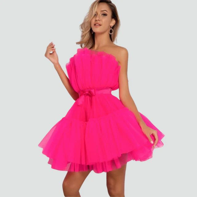 Trägerloses Tüllkleid mit mehrlagigem Rock - Image 10