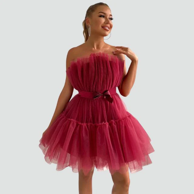 Trägerloses Tüllkleid mit mehrlagigem Rock - Image 11