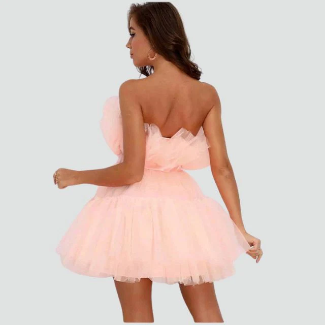 Trägerloses Tüllkleid mit mehrlagigem Rock - Image 4