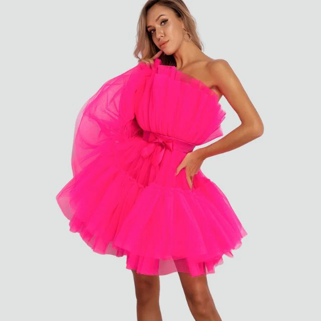 Trägerloses Tüllkleid mit mehrlagigem Rock - Image 6