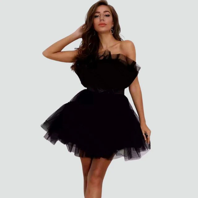 Trägerloses Tüllkleid mit mehrlagigem Rock - Image 7