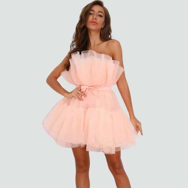 Trägerloses Tüllkleid mit mehrlagigem Rock - Image 8