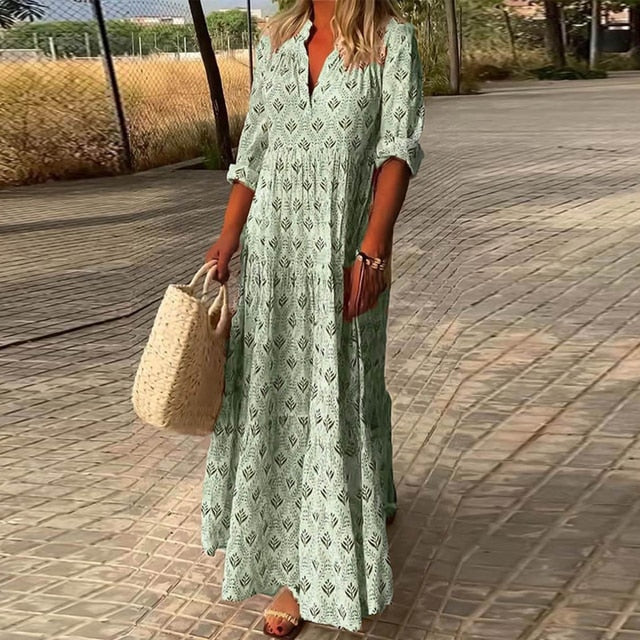 V-Ausschnitt Kleid - Mit langen Ärmeln für alltäglichen Komfort - Image 2