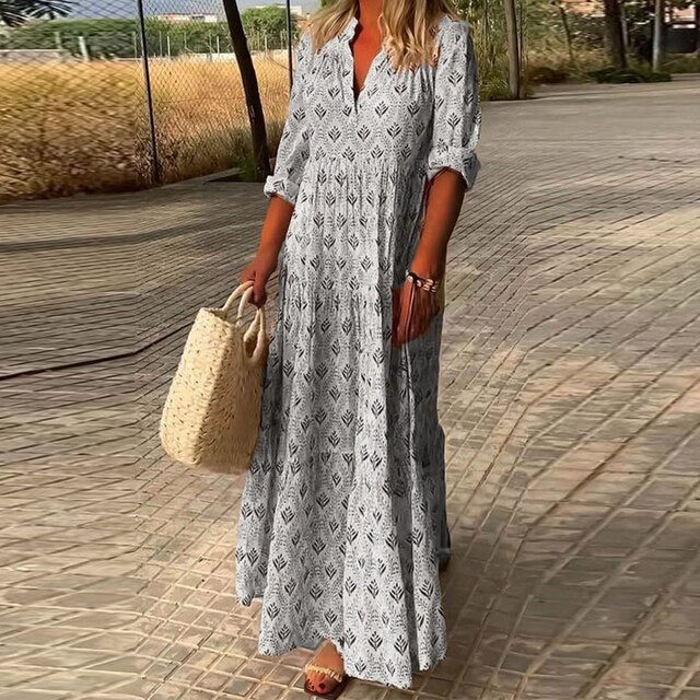 V-Ausschnitt Kleid - Mit langen Ärmeln für alltäglichen Komfort - Image 3