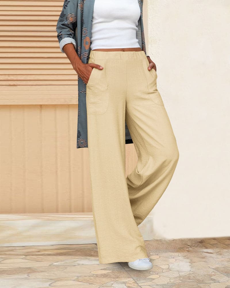 weiche lässige weite Hose mit elastischem Taillenbund und Taschen - Image 3