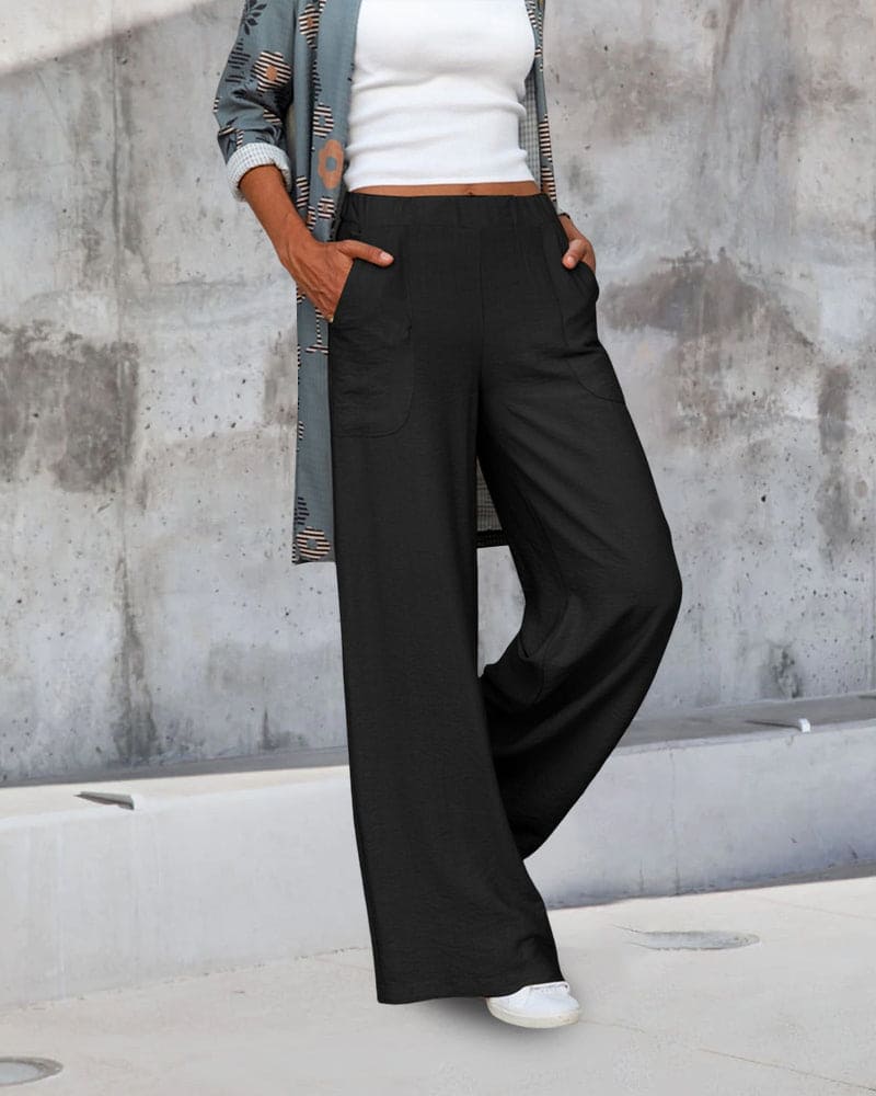 weiche lässige weite Hose mit elastischem Taillenbund und Taschen - Image 4