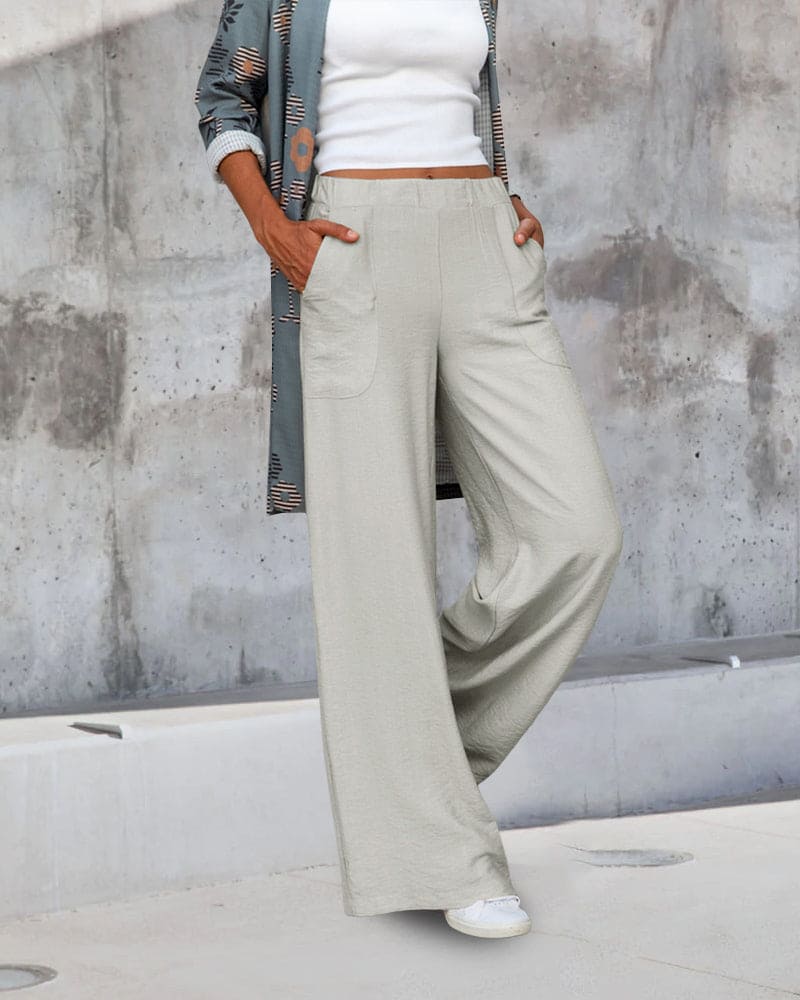 weiche lässige weite Hose mit elastischem Taillenbund und Taschen - Image 5