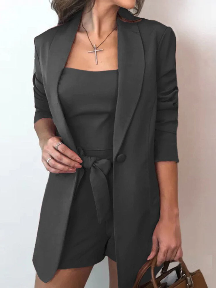 Heidi-Mode | Weste Anzug Jacke High Waist Shorts 3Er Set