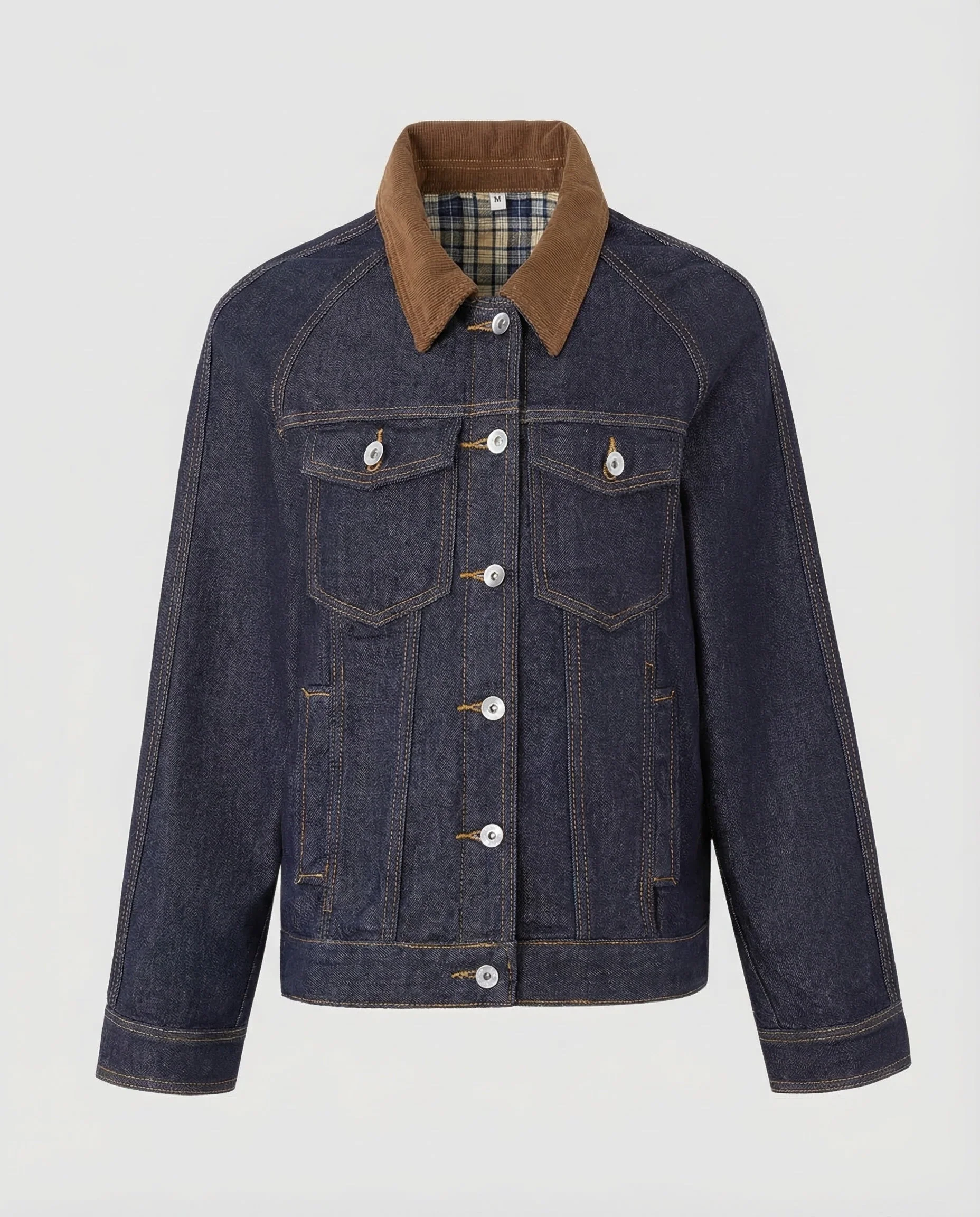 Herren Jeansjacke Cordkragen Karofutter - Image 5