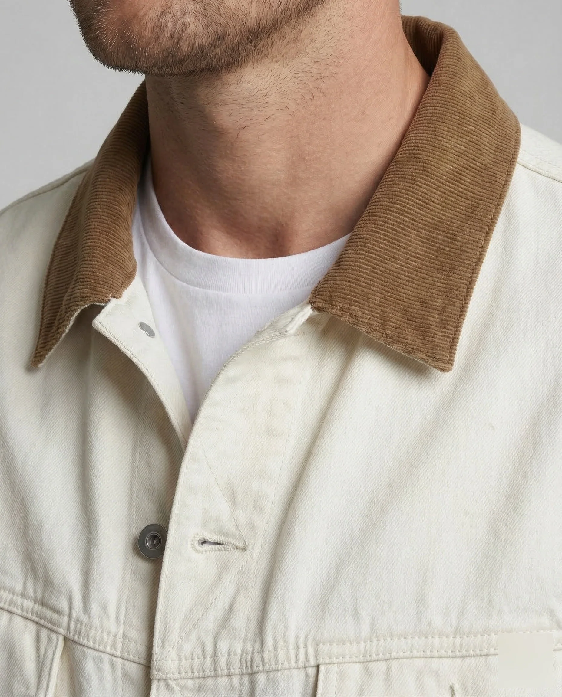 Herren Twilljacke Truckerstil Cordkragen - Image 3