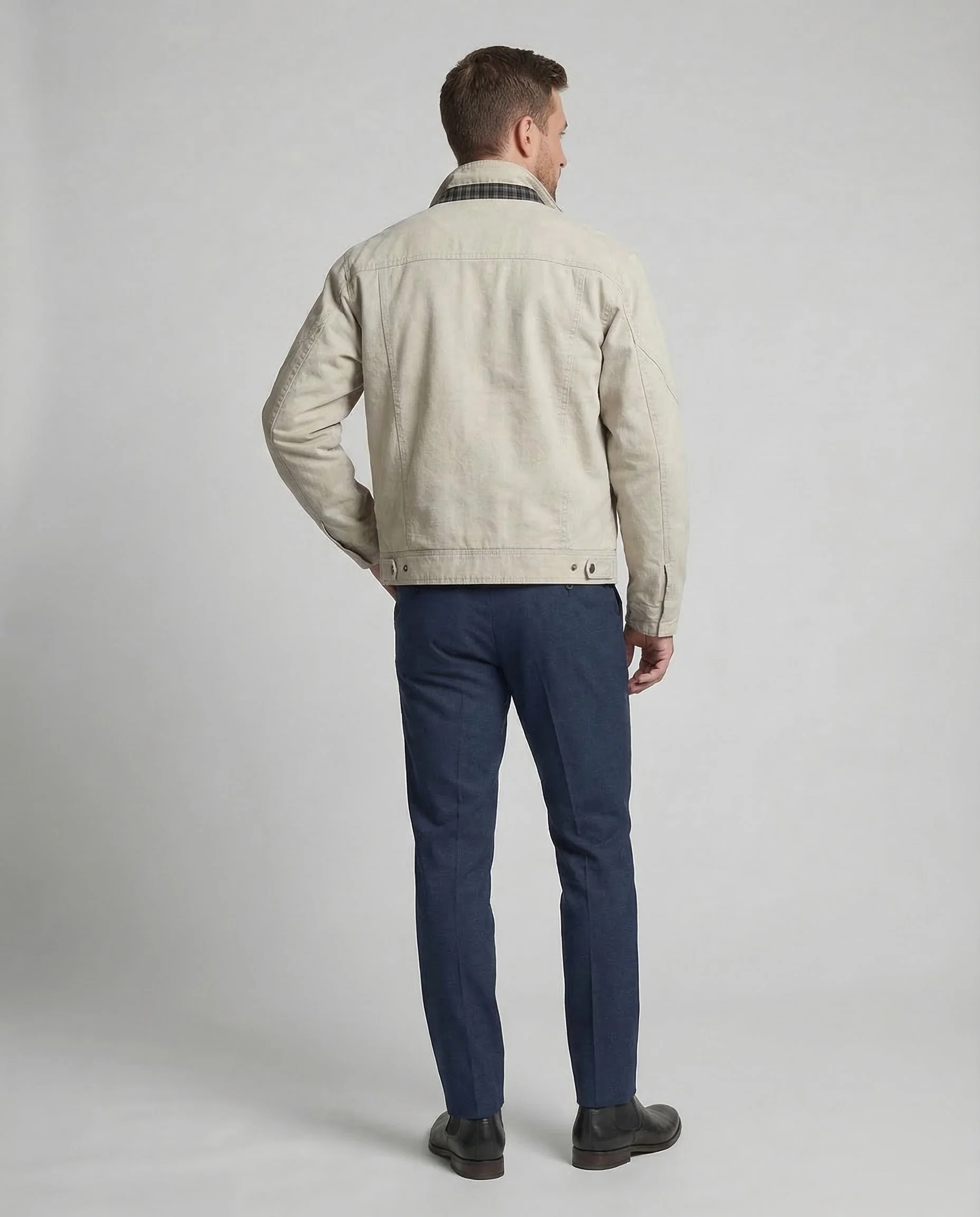 Herren Canvas-Feldjacke Kariertes Futter - Image 4