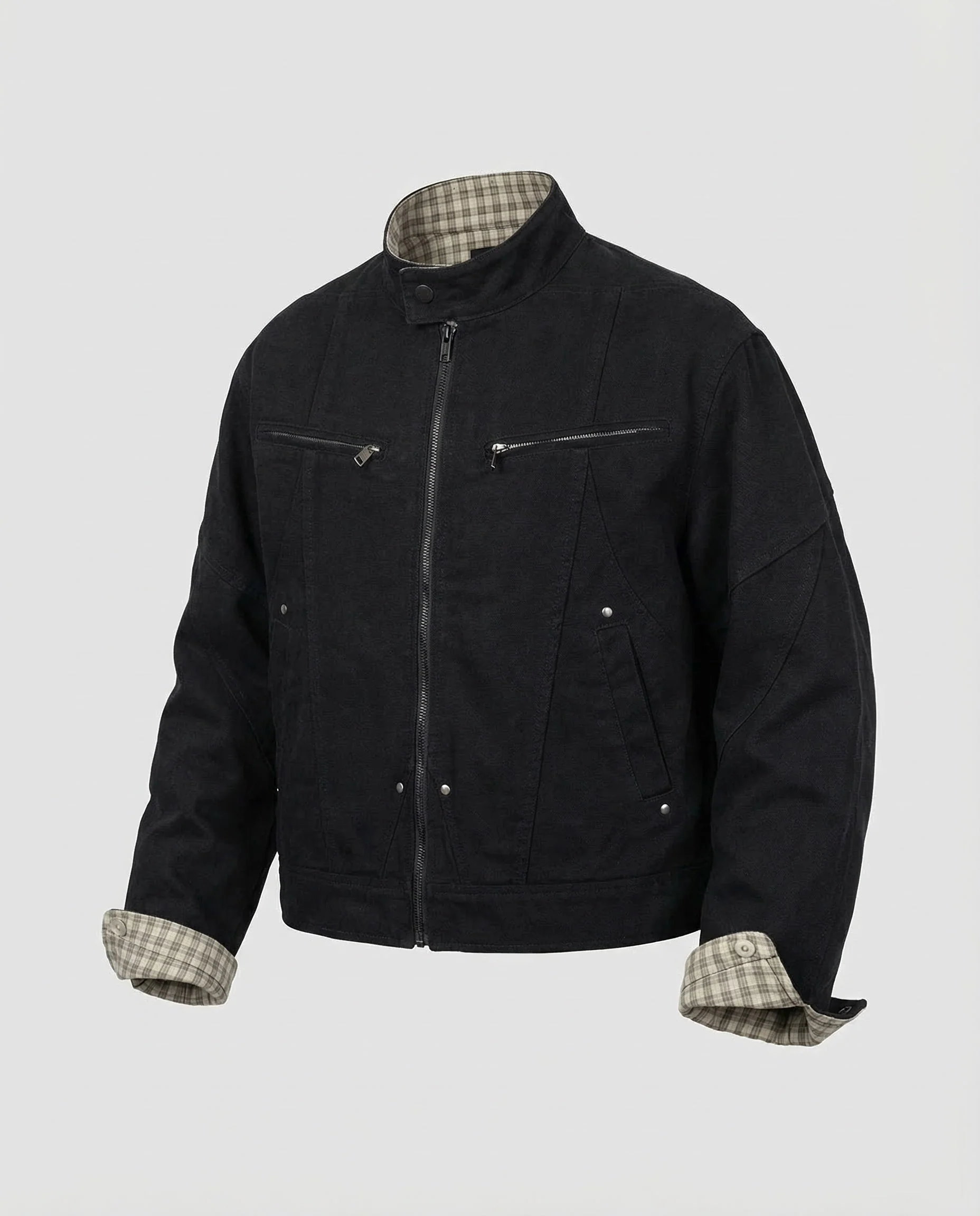 Herren Canvas-Feldjacke Kariertes Futter - Image 5