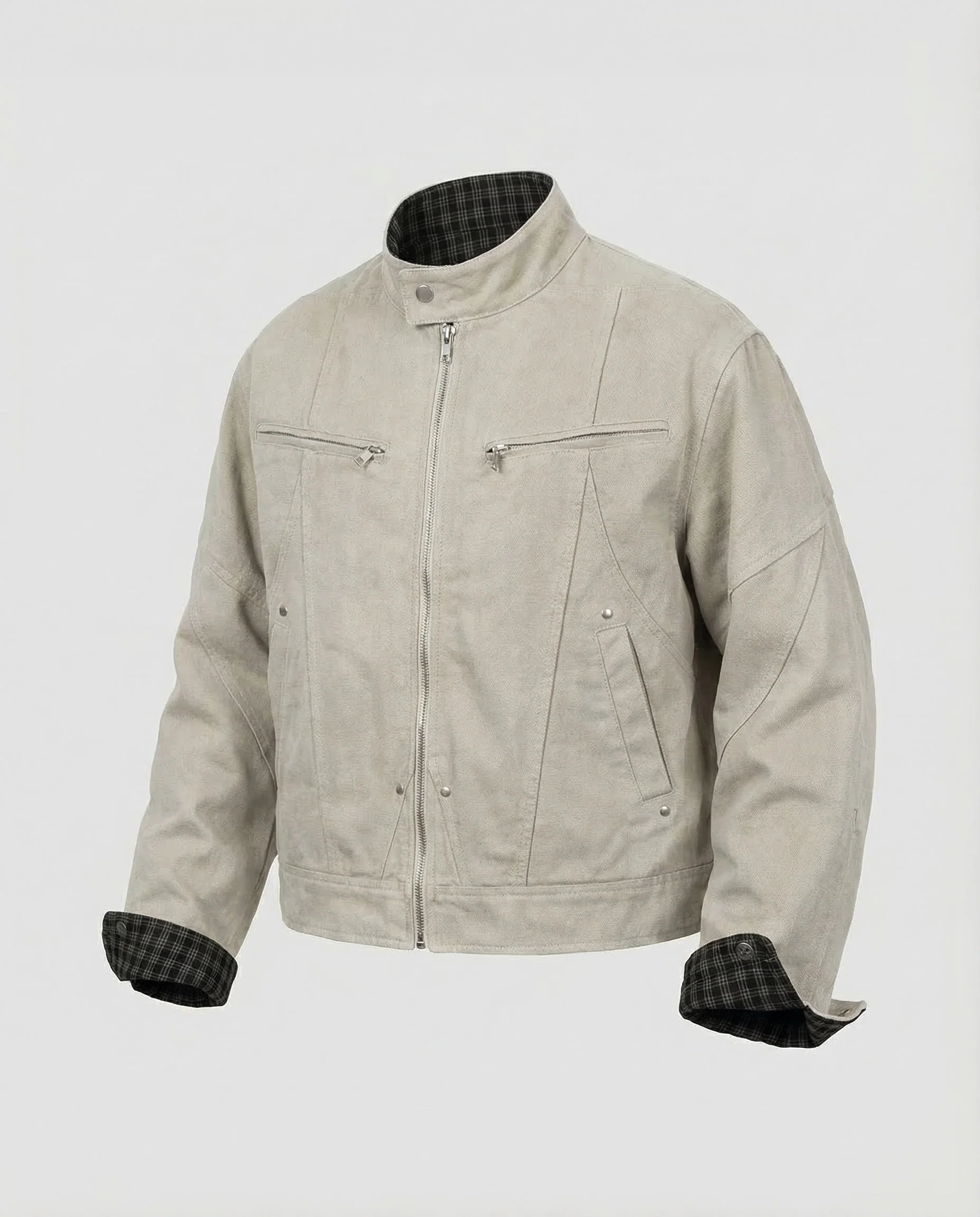 Herren Canvas-Feldjacke Kariertes Futter - Image 6
