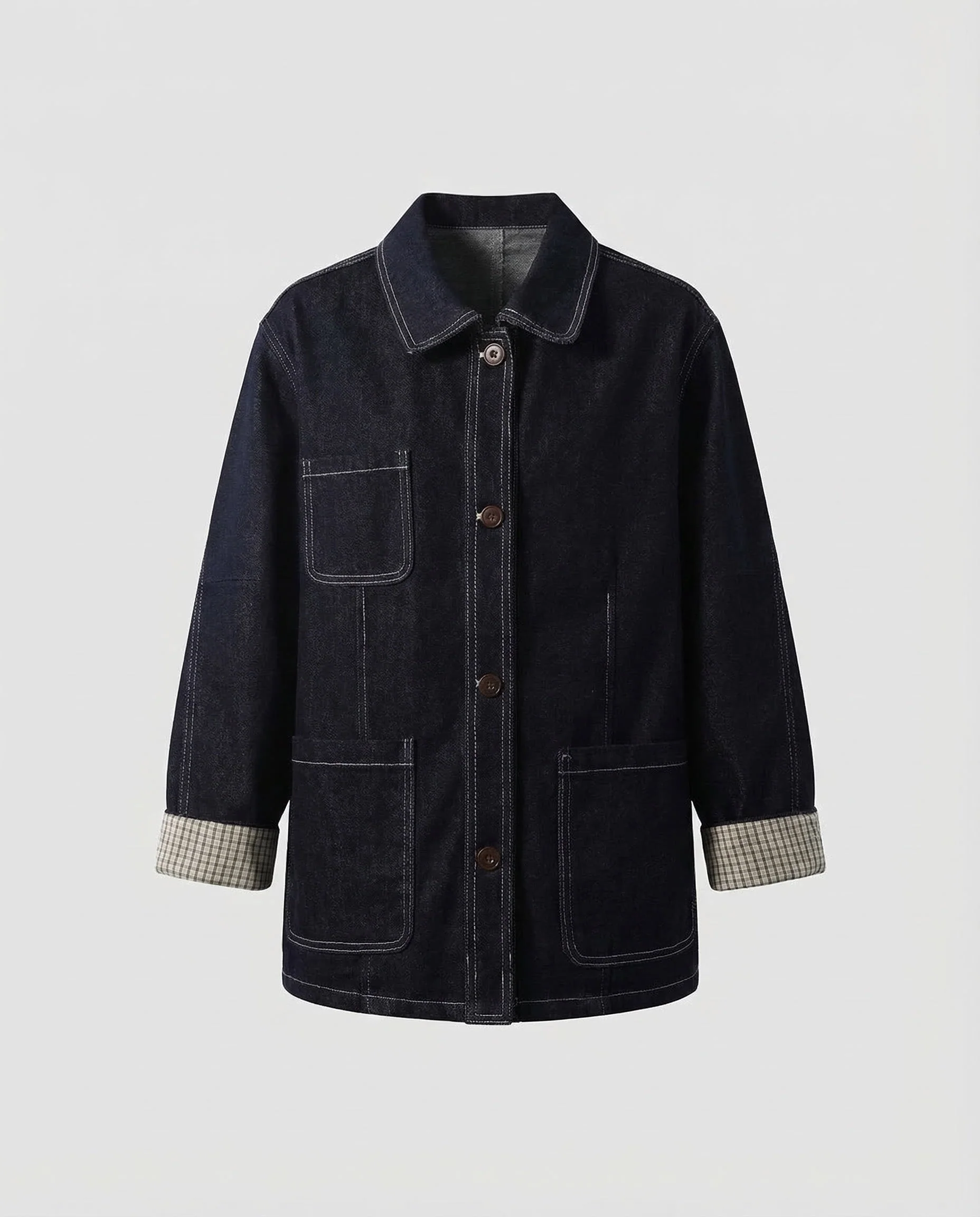 Herren Workerjacke Jeansstoff Kontrastnähte - Image 5