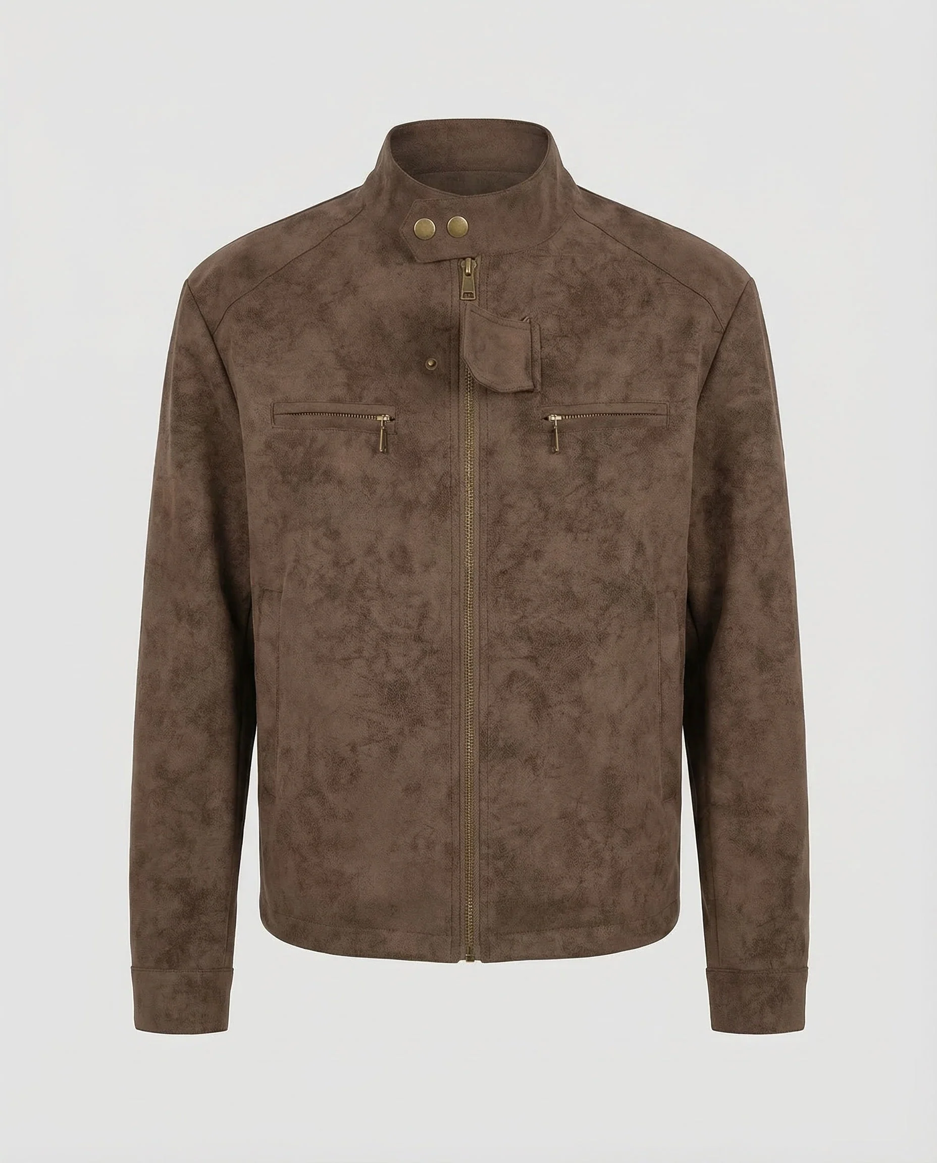 Herren Bikerjacke Wildlederoptik Stehkragen - Image 4