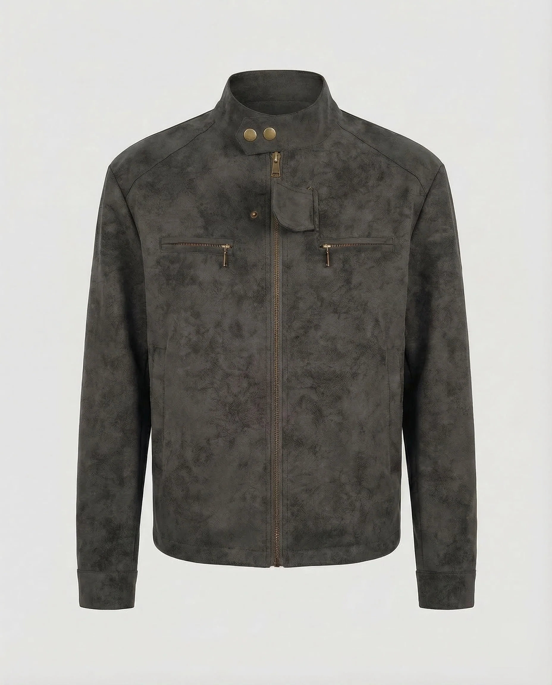 Herren Bikerjacke Wildlederoptik Stehkragen - Image 5