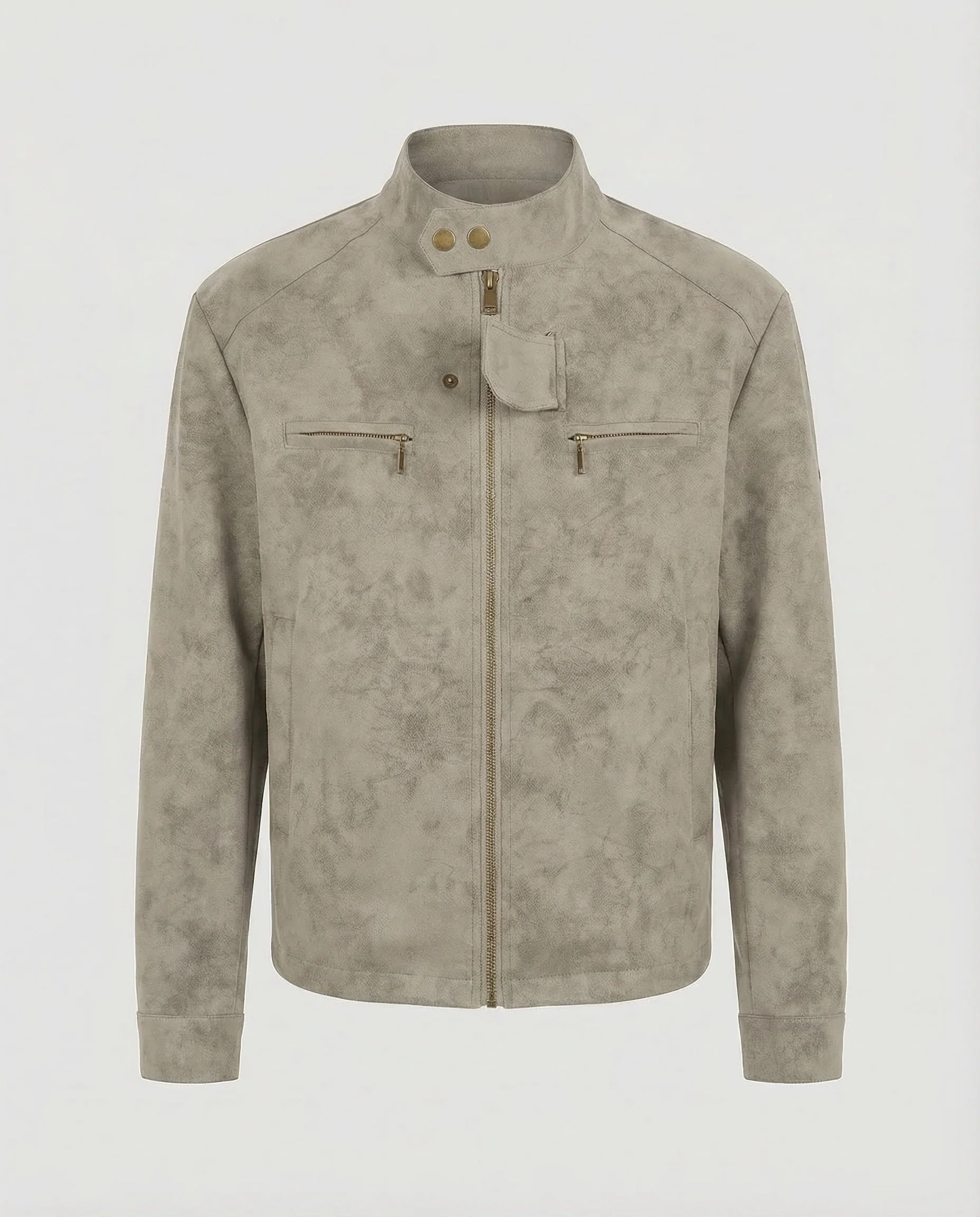 Herren Bikerjacke Wildlederoptik Stehkragen - Image 6